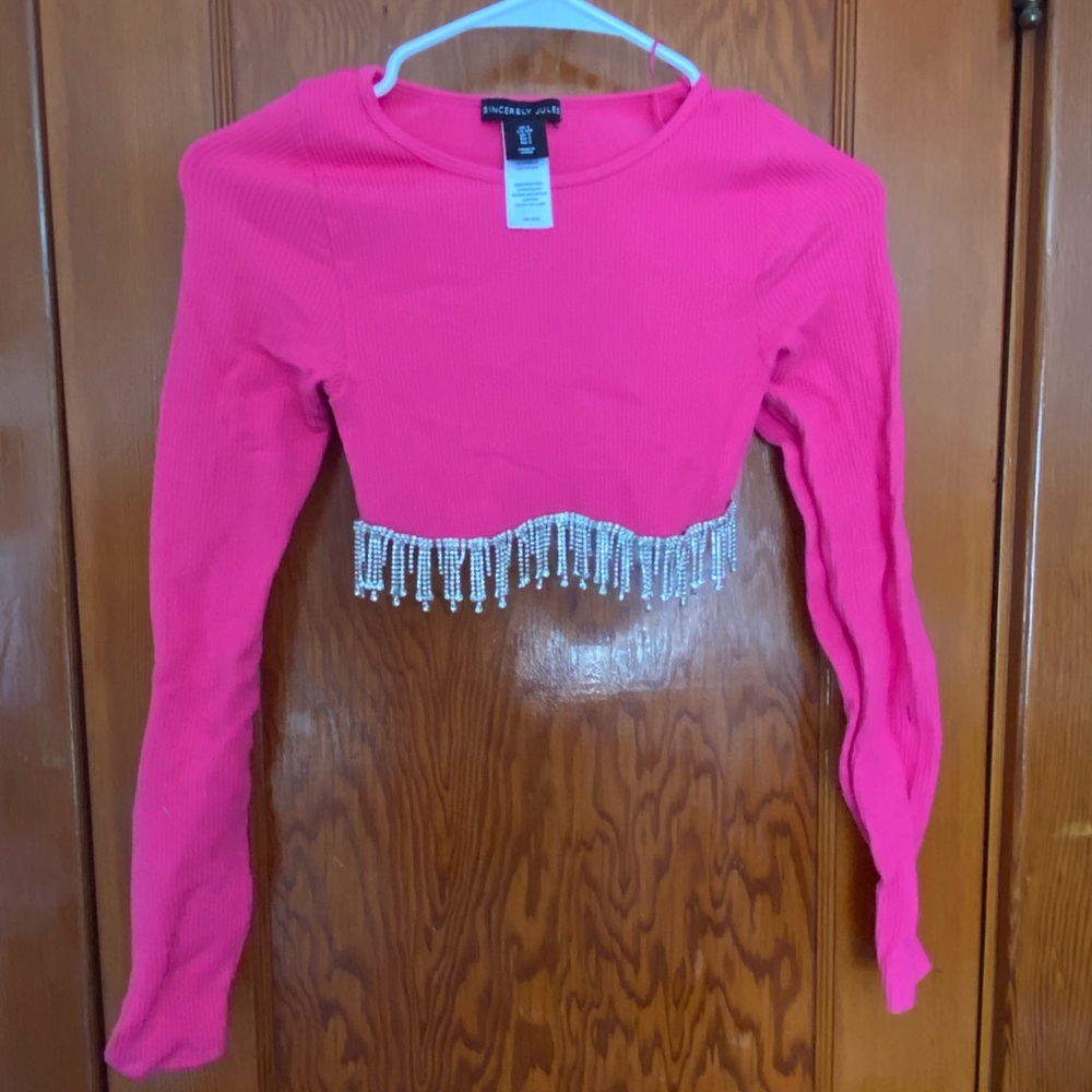 Sincerely Jules Pink Crop Top with Fringe